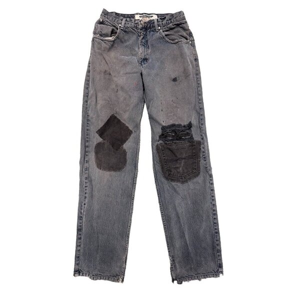 Vintage Anchor Blue Baggy Jeans Mens 32x43 Distressed Patchwork Y2K Skate - Picture 1 of 16
